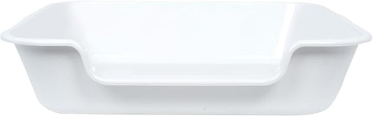 1 Pack of Extra Large Cat Litter Box (ABS Material), Low Entry Senior Litter Pen for Geriatric Kitty Big Cats, Jumbo Pet Safe Litter Boxes Tray for Indoor Pets Potty (White, 24" L x 20" W)