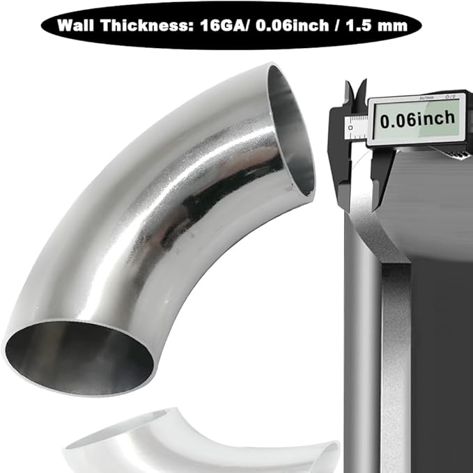 OD 1.25 Inch 90 Degree Stainless Steel Bend Tube Exhaust Elbow Pipe for Car Modified Exhaust System 1.25" Piping Silver Tone,Stair Handrail (1PCS)