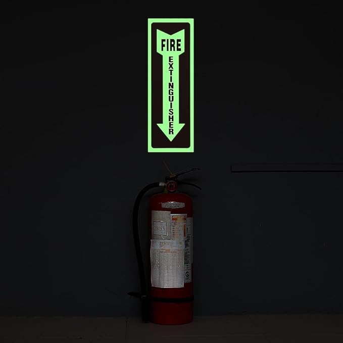 Madrigal Fire Extinguisher Glow in the Dark Sticker Sign,fire extinguisher sign,8Pack-4x12"Premium Self-Adhesive Vinyl for UV, Weather, Scratch, Water and Fade Resistance, Indoor and Outdoor