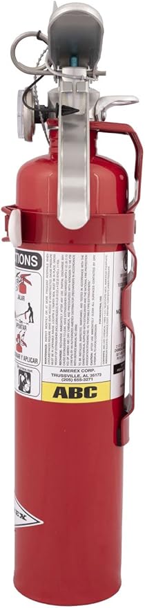 Amerex B417T ABC Dry Chemical Fire Extinguisher – 2.5 lb Rechargeable All-Purpose Extinguisher – Durable Aluminum Valve with Wall Bracket – Ideal for Home, Office, Auto & Garage Use