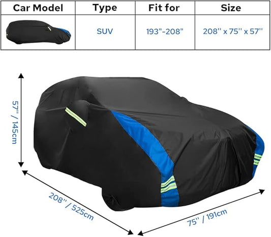 Avecrew SUV Car Cover Waterproof All Weather for Automobiles, Outdoor Heavy Duty Full Exterior SUV Covers (Length: 193"-208")