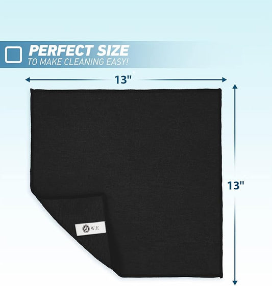 Microfiber Cleaning Cloth-50Pcs (13x13 inch) Ultra Soft Highly Absorbent Rags for Cleaning, Reusable and Lint Free Towels for Housekeeping-Machine Wash (Black)