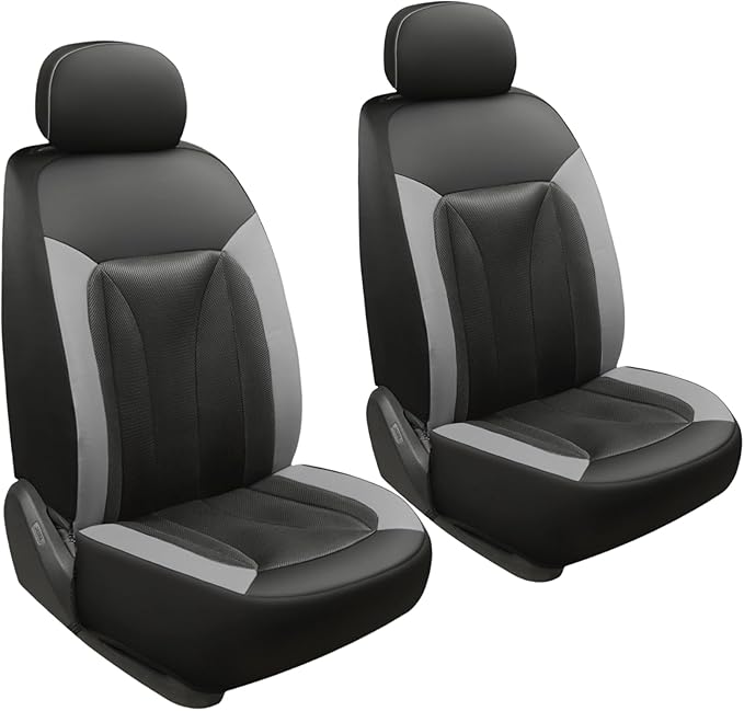 GIANT PANDA Front Seat Cover for Nissan, 3D Air Mesh Car Seat Covers Custom Fit Nissan Rogue Altima Sentra Versa Kicks Frontier Murano Pathfinder Maxima (Grey+Black) 2-Pack