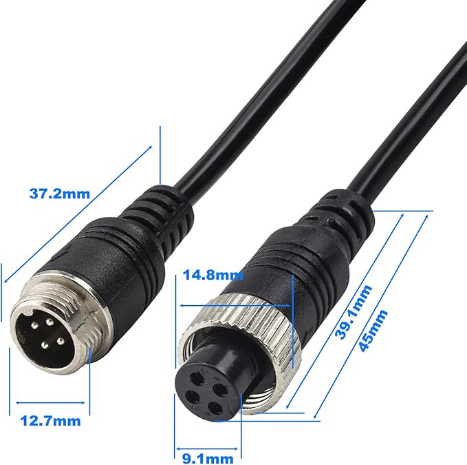 4-pin Aviation Video Extension Cable, Lonlonty Backup Camera Extension Cable for Car, Trailer, Bus, Truck Reversing Rear View Camera.(33FT/10M)