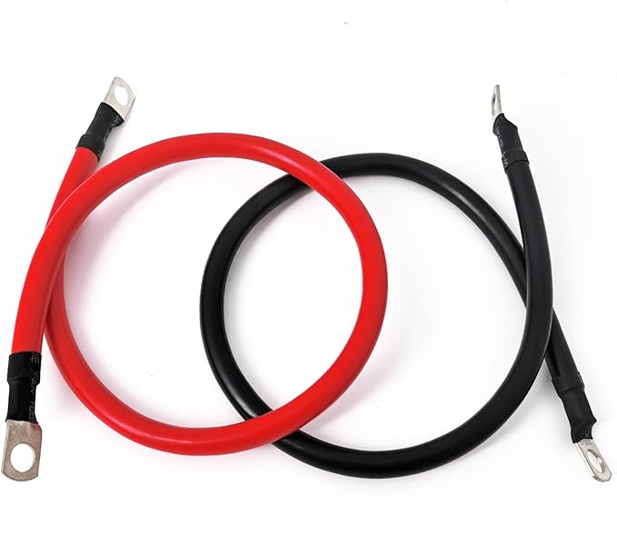 4 AWG Battery Cable 2FT 4 Gauge Pure Copper Battery Inverter Cables with 3/8 in Lugs Both Ends Power Inverter Wire Set for Automotive Solar Power Inverter Marine Boat RV Car Motorcycle (2FT)