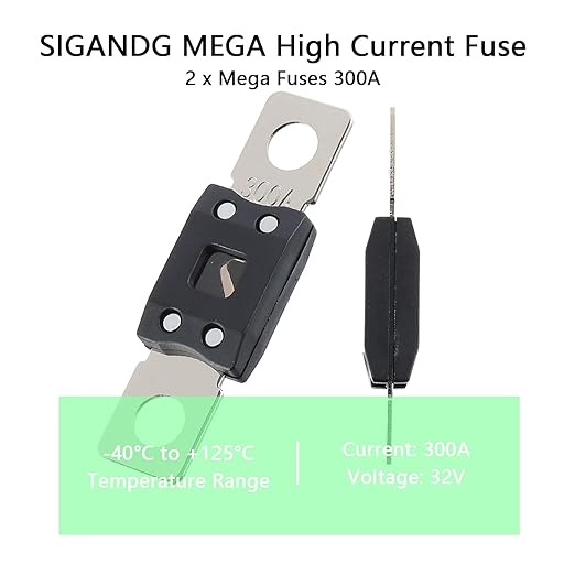 300A MEGA High Current Fuse - 300 Amp Bolt-on Fuse for Cars, Trucks, Construction Vehicles, Buses, Caravans (2 Pcs)
