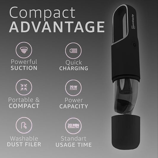Handheld Portable Cordless Vacuum Cleaner - Easy to Use, Lightweight, Compact Design - Hand Vacuum for Dust Pet Hair Dirt Home Car Interior - Rechargeable Battery with USB-C Cable