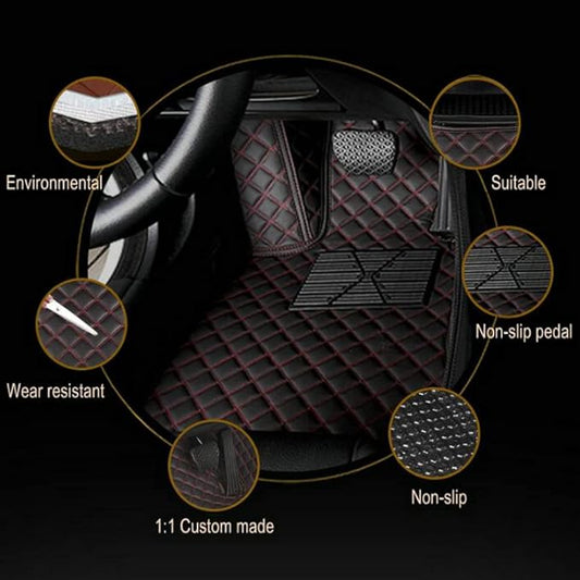 TAHALICustom Colors Car Floor Mats Black Pink for 99.9% Sedan SUV Sports, All-Weather Liners Car Floor mat,Luxury Leather Automotive Floor Mats (Black-,3D Floor Mats)