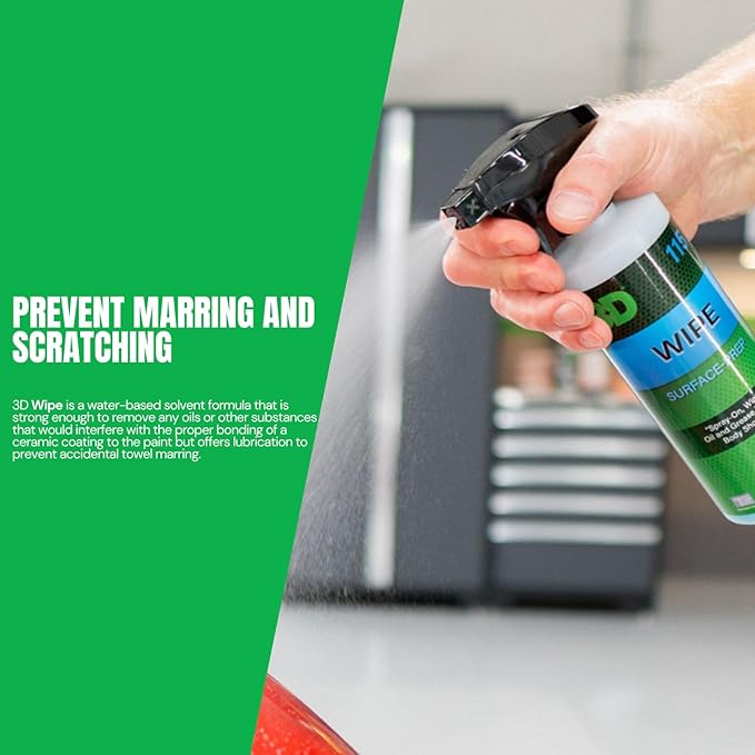 3D Wipe Ceramic Coating Surface Prep - Removes Excess Oils & Lubricants from Paint & Glass Prior to Ceramic Coating Application 1 Gallon