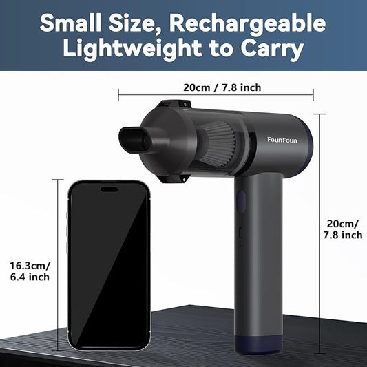 Car Vacuum Portable Cordless, Mini Handheld Vacuum Cleaner for Pet Hair/Car/Home, Suction & Blow 2 in 1, 22KPa High Power, 6000mAh, Small Lightweight Gadget, Type-C Rechargeable.
