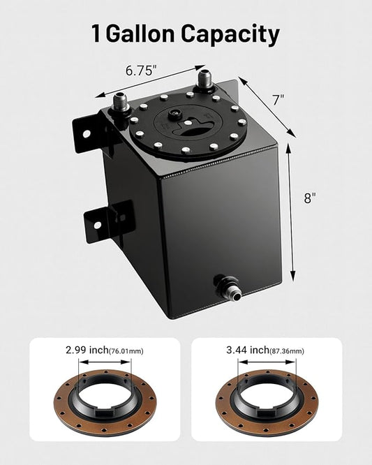 EVIL ENERGY 1 Gallon Fuel Cell Gas Tank Aluminum with Cap Street Drift Black