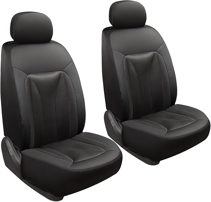 GIANT PANDA 2 Pcs Front 3D Air Mesh Car Seat Cover Custom Fit Ford F150 F250 F350 F450 SuperCrew/Crew Cab Pickup Trucks,Breathable Cooling Seat Protector with Composite Sponge Inside(Gray)
