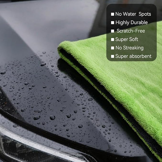 1400GSM Car Drying Towel(48" x 24"),Microfiber Towels for Cars Detailing -Absorbs 9lbs of Water, Ultra-Absorbent, Streak-Free, Scratch-Free, No Water Spots, Double-Twist Pile & Edgeless