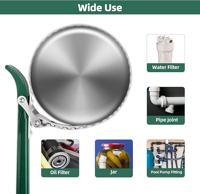 15" Belt Strap Wrench with Adjustable 36" Steel Wire Rubber Strap, Multipurpose Oil Filter Removal Tool