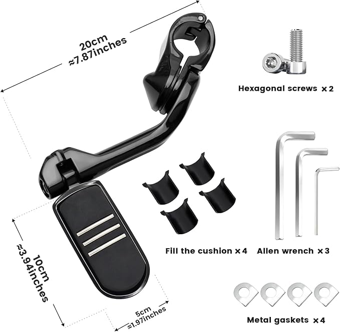 1.25" Highway Footpegs, Motorcycle Adjustable Footrest for Harley Davidson Touring Road King Road Glide Street Glide Electra Glide Dyna Sportster Softail 1 1/4" Engine Guard, Black