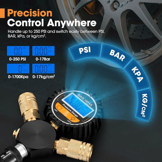 SanHima 2 Tire Inflation Deflation System - Fits up to 200" Wheelbase, Fast High Flow 2-Way Air Down Tire Inflator Deflator for Truck Car Trailer Motocycle