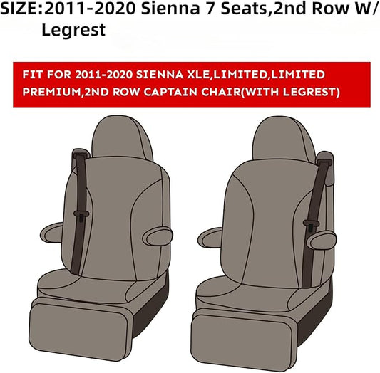 EKR Sienna Seat Covers for 2011-2020 Toyota Sienna XLE,Limited,Limited Premium,7 Seats,2nd Row Captain Seats W/Legrest,Seat Covers for SUV,Automotive Seat Cover Full Set-Three Row,Neoprene (Black)