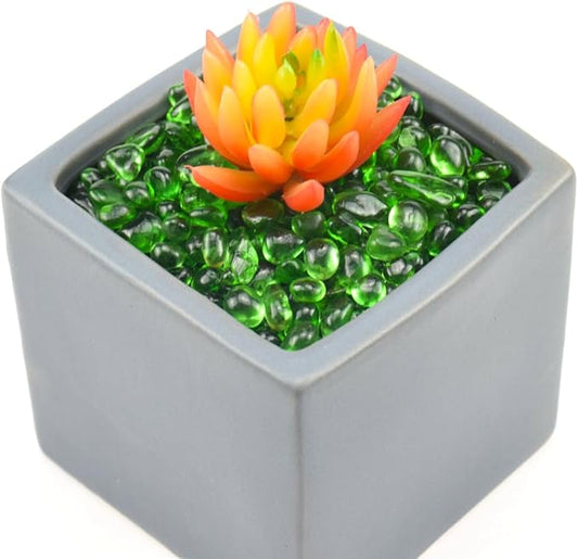 1 Lb (460 g) Green Sea Glass Stones Irregular Rainbow Glass Pebble Decorative Rock Quartz Tumbled Gemstone Chips for Aquarium Decoration/Vase Filler/Jewelry Making/Handwork Craft/Gems Display