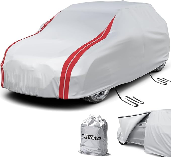 Favoto SUV Car Cover Waterproof - Custom Fit for Honda CR-V (1995-2024) All Weather for Automobiles Outdoor with Reflective Stripe Snow Sun Dust UV Protection Full Exterior Cover