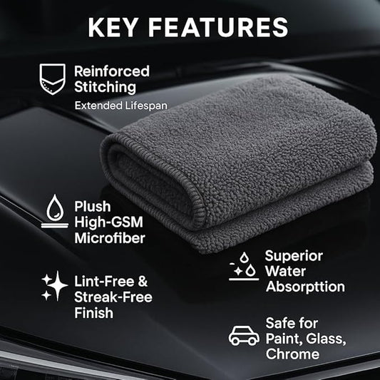 3 Pack Reusable Pak Details Micro Fiber Towels Car Detailing | 16x16 Ultra-Absorbent & Dual-Sided Car Microfiber Towel for Polishing, Wax Removal & Buffing | Lint & Streak-Free | Auto Cleaning Cloths