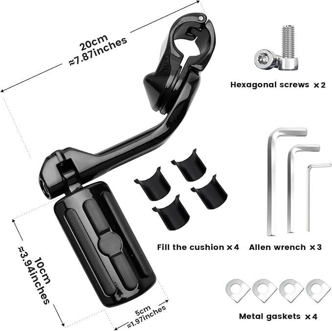 Motorcycle Adjustable Highway Pegs,1.25" Highway Foot Pegs for Harley Davidson Touring Road King Road Glide Street Glide Electra Glide Dyna Sportster Softail fits 32mm Engine Guard, Black