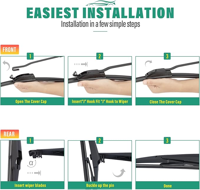 26" 16" 11" Windshield Wiper Blades Replacement for Hyundai Tucson 2022 2023 2024 Premium All Weather Front Rear Wipers Set - OEM Quality (Pack of 3)
