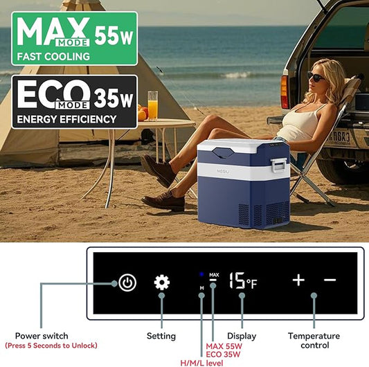 Car Fridge Portable 12V Refrigerator 40 Quart 12 Volt Freezer Compressor Cooler 12V/24V DC 110~240 V AC for Truck Van RV Camper SUV and Home Use (HC-38P5)