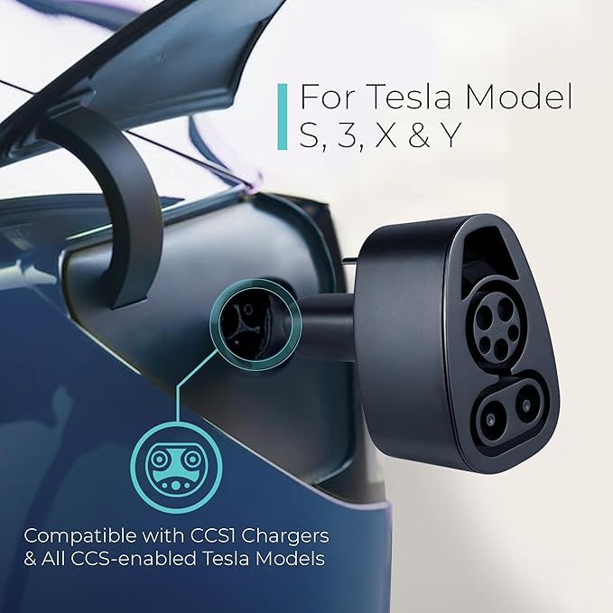 Lectron CCS1 to NACS Adapter for Tesla Model S, 3, X, Y (500A 500V) - for Tesla Owners Only - Fast Charge Your Tesla with CCS Chargers (Black)