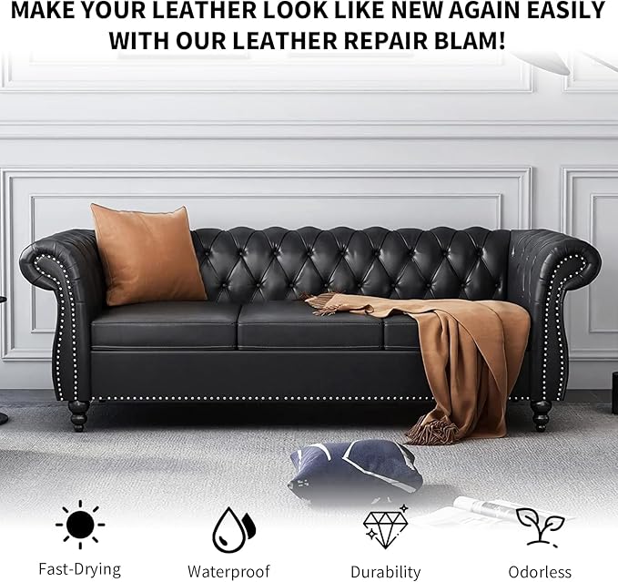 Black Leather Recoloring Balm,Leather Couch Scratch/Stain Remover,Leather Repair kit for Vinyl Furniture and Car Interior,Leather Dye Paint for Scratched and Faded Leather Couches