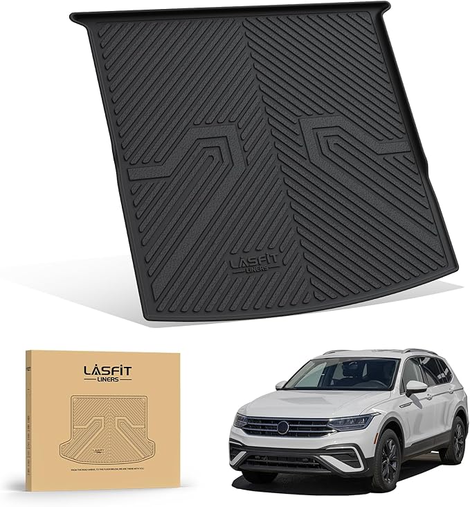 LASFIT Cargo Mat for Volkswagen Tiguan 2018-2024(Fit 5 Seats Not Fit 7 Seats), Custom Fit All-Weather TPE Rubber Trunk Mat for VW Accessories, Waterproof, Easy to Clean, Black