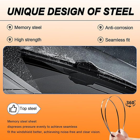 HULADAED® 24'' 14'' 9'' Windshield Wipers Replacement for Chevy/Chevrolet Spark 2022-2016,Silicone Front Rear Wiper blades for MY Car-All Weather & Quiet(3 PACK)