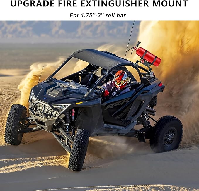 UTV Fire Extinguisher Mount Kit - Adjustable Quick Release Roll Bar Car Fire Extinguisher Bracket Holder for 1.75-2in Roll Bar ATV UTV Polaris RZR SXS Ranger Camper Jeep Can-Am Durable Aluminum Alloy