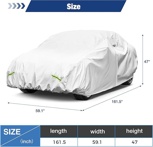 YOLENY Car Cover Waterproof All Weather Full Exterior Covers with Zipper,Universal Fit Sedan BMW Z3,Honda S2000,Mazda Miata/MX-5,Saturn Sky,Pontiac Solstice,Toyota MR2 Spyder(UP to 161 inch)