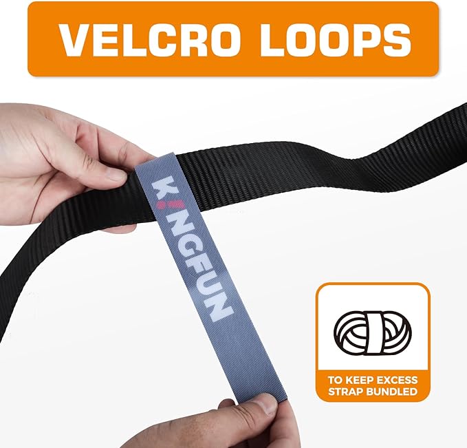 Kingfun Car Tie Down Straps for Trailers with Snap Hooks 4 Pack - 2" X 120" Tire Straps for A Car Trailer, 10,000lbs Break Strength Heavy Duty Ratchet Straps for Truck, Cars,Trailer & More