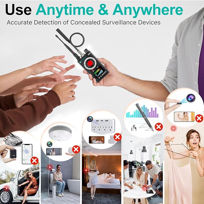 JMDHKK Hidden Camera Detector, Bug Detector & GPS Tracker Detector – RF Detector & Camera Finder for Hotel, Travel, Car, Office, Home Privacy Protection