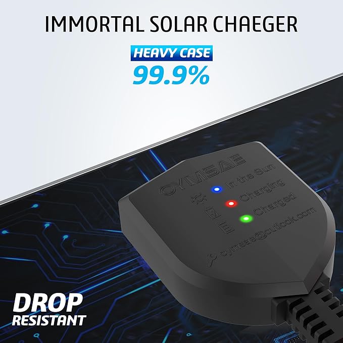 OYMSAE 5W 12V Solar Car Battery Charger Portable Waterproof Solar Power Battery Charger & maintainer with Trickle Cigarette Lighter Plug & Alligator Clip