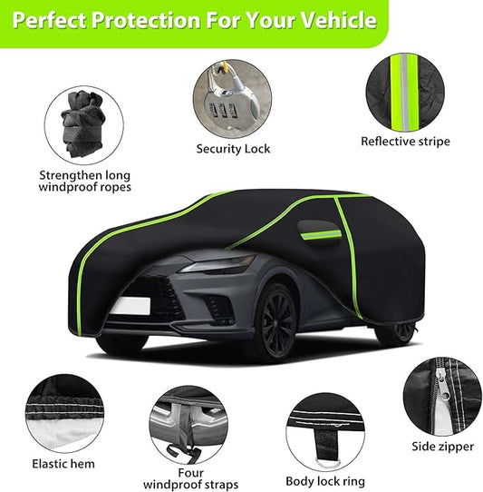 Car Cover for 2015-2024 RX350 RX450 RX500,PEVA Full Car Cover –Adding Cotton Protection, All-Weather UV, Dust, Snow Protection – Windproof Outdoor/Indoor Cover with Door Zipper
