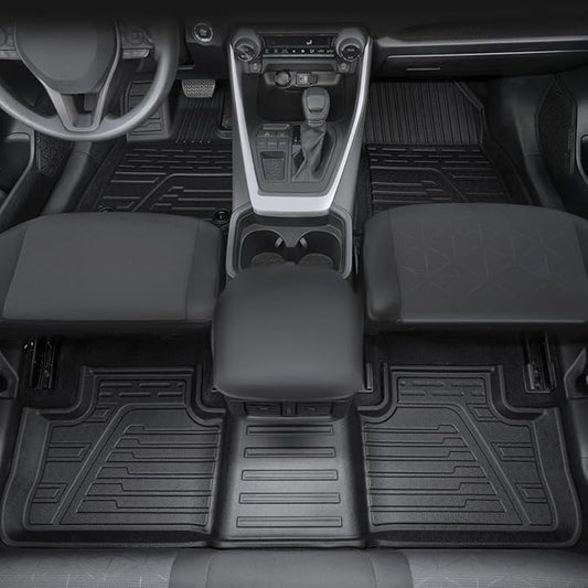 Floor Mats Set Cargo Liner with Backrest Cover for 2019-2025 Toyota RAV4(Include Hybrid), All Weather TPE Full Mat Set for RAV4 Accessories
