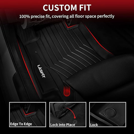 LASFIT Floor Mats for Mercedes Benz E Class 2017-2023 Fit Sedan & Wagon Only, E300 / E350 / E400 / E43 AMG / E450 / E53 AMG / E550 / E63 AMG S, All Weather TPE Floor Liners for E Class, 1st & 2nd Row