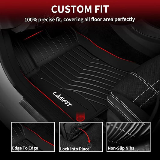 LASFIT Floor Mats for Mercedes Benz CLA 2014-2019 & GLA 2015-2020 250/45 AMG, All Weather TPE Custom Fit Car Mats for Mercedes CLA & GLA Floor Liners, 1st & 2nd Row Set, Black