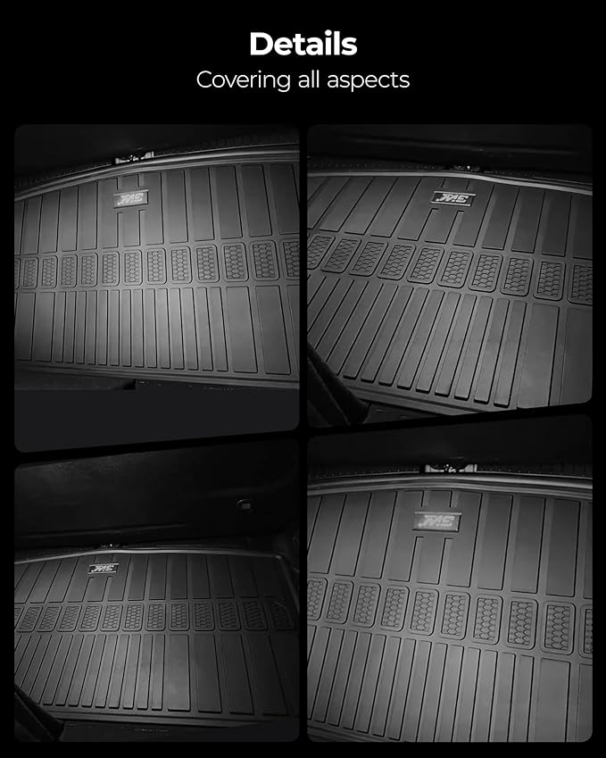 3W Cargo Liner Compatible with Jeep Grand Wagoneer(Non L) 2022-2024 2025 7 Passenger Model All Weather Custom Fit Black Trunk Mat Set