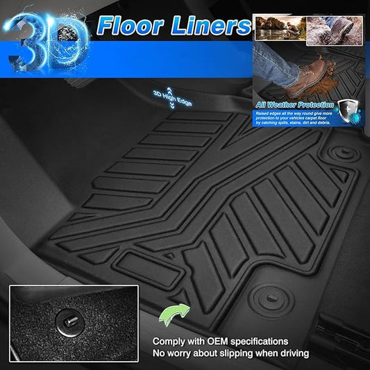 Cartist Floor Mats Fit for 2017-2024 2025 Ford F-250/F-350/F450 Super Duty Crew Cab w/Under Seat Storage Accessories All Weather Floor Mat Heavy Duty TPE Odorless Carpet Protection