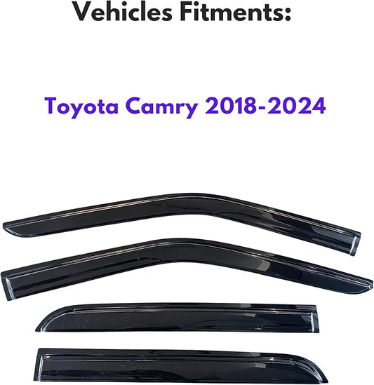KPY Window Visor Compatible with Toyota Camry 2018-2024, 4PC Rain Guard Side Window Vent Deflectors Tape-On Mugen Style, 2018 2019 2020 2021 2022 2023 2024