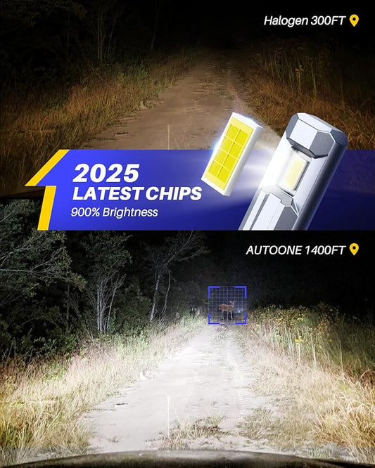 AUTOONE H11 9005 Bulbs 1:1 Mini Size, 900% Brightness H8/H9/H16 HB3 Combo Fog Lights with Cooling Fan, IP68, Pack of 4