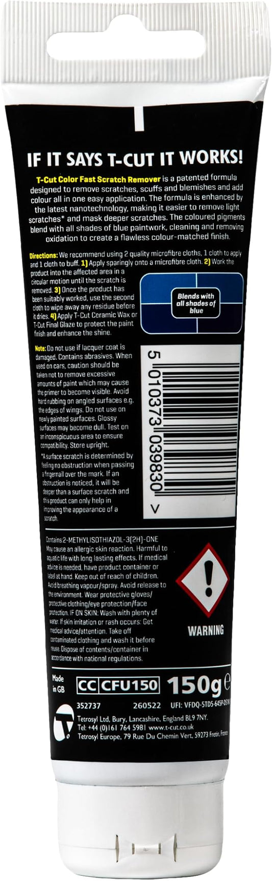 T-Cut Blue Scratch Remover, Color Fast Paintwork Restorer Car Polish, 5.3 Oz