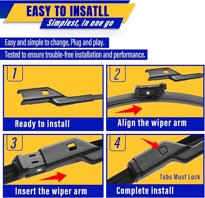 3 wipers Replacement for 2015-2021 VW Volkswagen Golf/2015-2020 VW e-Golf/2015-2021 VW GTI, Windshield Wiper Blades Original Equipment Replacement - 26"/18"/11" (Set of 3) Top Lock