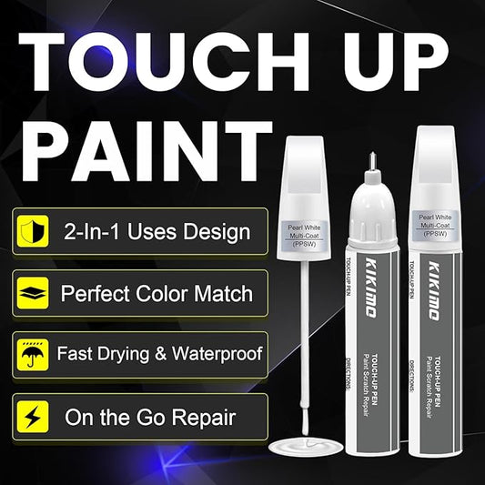 KIKIMO for Tesla Touch Up Paint(Deep Blue Metallic(PPSB)), Car Paint Repair Kit for Tesla Model Y/3/S/X, 2 In 1 Scratches Repair with Pen Tip and Brush, Color-Matched for Quick & Easy Fix