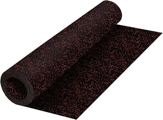 Genaflex Rubber Gym Floor Mat - 8mm Thick - Heavy Duty Commercial Protective Gym Flooring Roll (10% Red, 4' X 10')