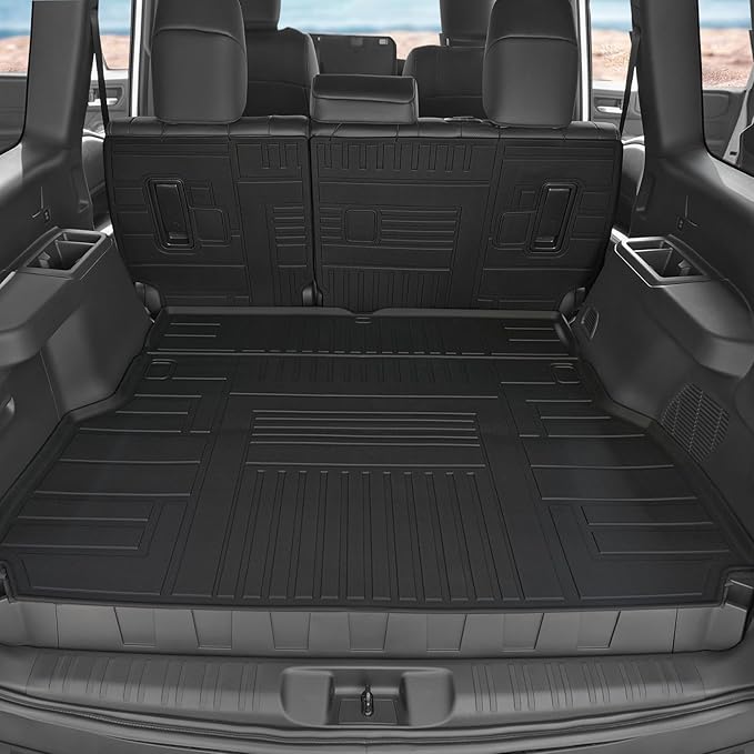 Floor Mats Set for 2024 2025 Toyota Land Cruiser Prado 5 Seats, Full Coverage All Weather Floor Mats Cargo Mat with Backrest Protectors & Door Sill Guards for Land Cruiser Accessories