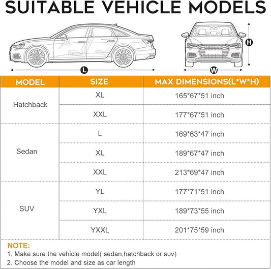Waterproof SUV Car Cover: 6-Layer Protection from Rain, Snow, UV & Dust - Universal Fit up to 177 inches with Zipper Door & Windproof Straps for Outdoor, Garage, Travel Use, Silver